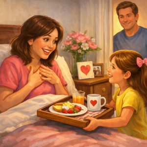A Mother’s Day Surprise Visit, children’s play showing Sara giving her mom breakfast in bed